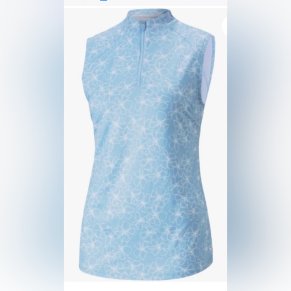 Puma Blue Sleeveless Top with Floral, NWT